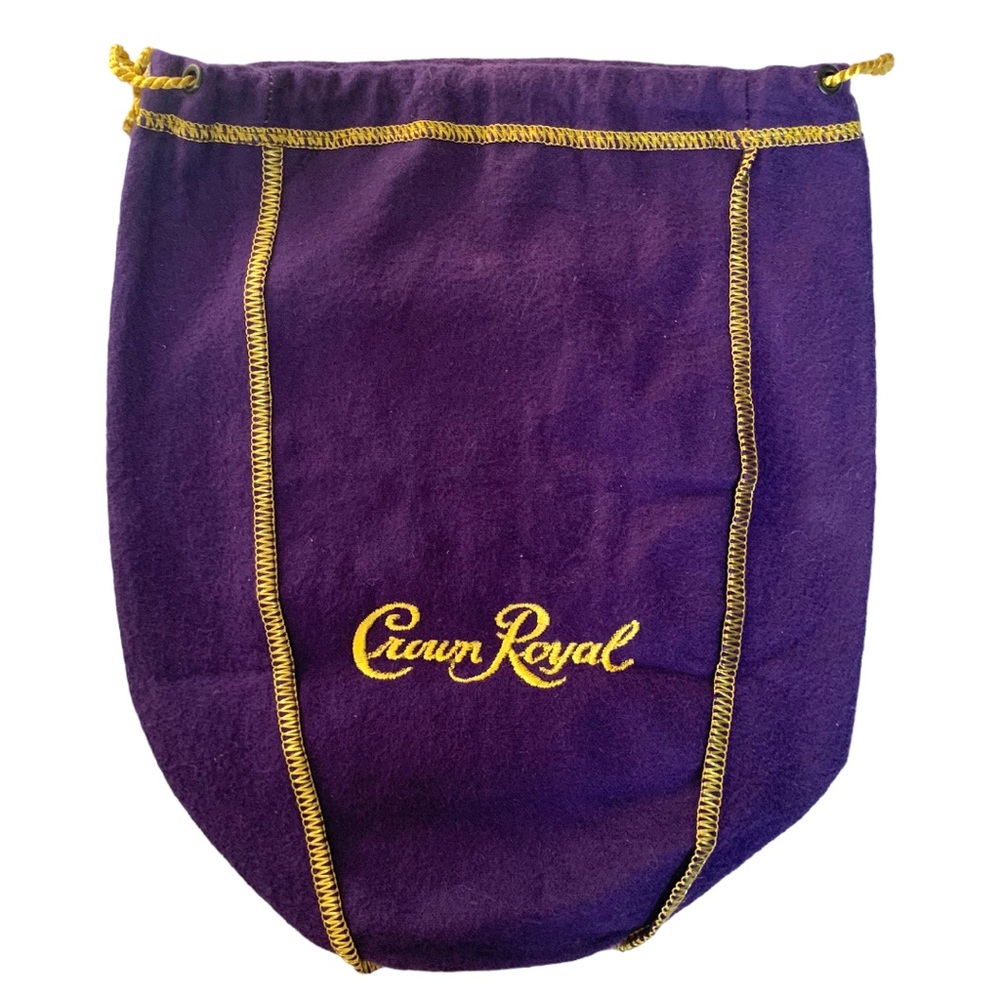 Crown Royal Purple Fabric Drawstring Bag Collectible with Gold contrast Stitch